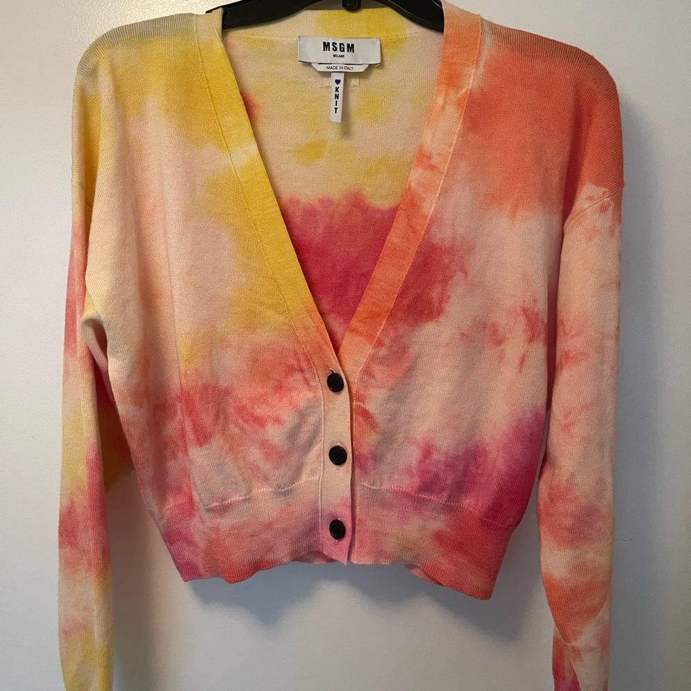 MSGM tie die cropped cardigan
